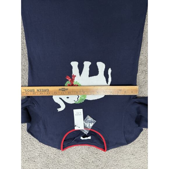 NWT Christmas Sweater Elephant Wreath Sequins XS Navy Blue - Picture 7 of 8